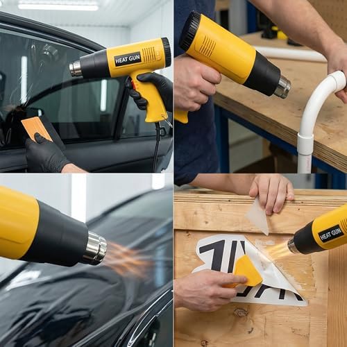 Vinyl Wrap Tool Kit Include Heat Gun, 7PCS Stick Squeegee, Knife Tape, Felt Squeegees, Craft Knife and Utility Knife Plastic Scraper, Vinyl Cutter, Magnet Holders, Cloth, Gloves - Image 2