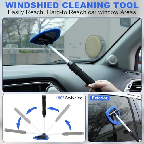 Windshield Cleaner Tool, 14Pcs Car Interior Cleaning Kit, Car Detailing Kit Interior Cleaner, Car Detailing Brushes, Car Cleaning Gel, Inside Cleaning Supplies Accessories for Women Men - Image 2