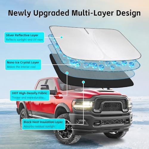 Windshield Sun Shade for Dodge RAM 2500 3500 2010-2026 Sunshade - Image 3