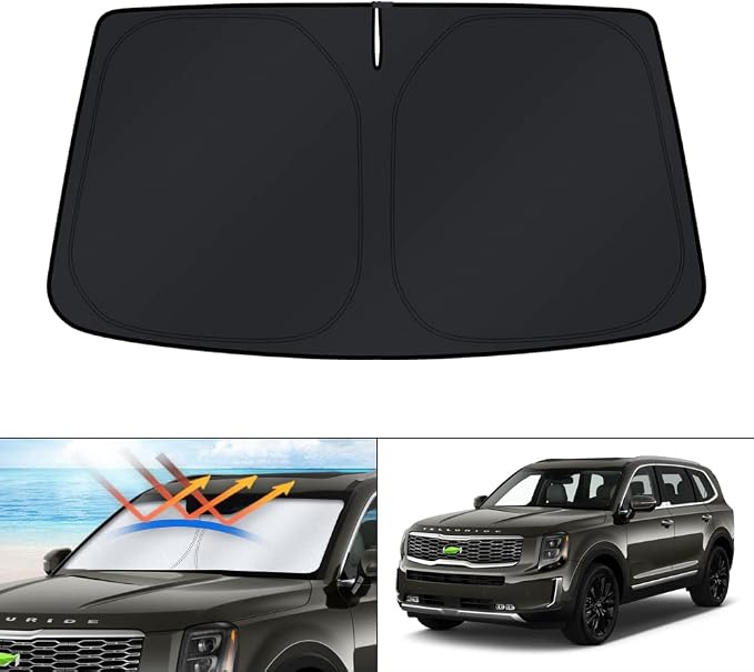 KUST Windshield Sun Shade for Kia Telluride 2020 2021 2022 2023 2024 2025 Accessories Window Sunshade Sun Protector Foldable Block UV Rays Keep Car Cooler by KUST