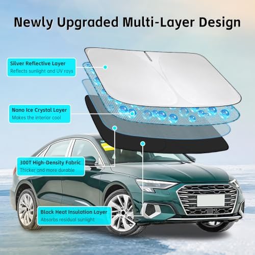 Windshield Sun Shade for Audi A3 2022-2026 Sunshade - Image 3