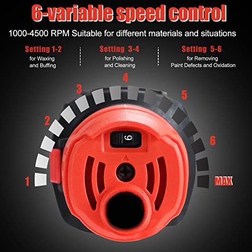 AOBEN Car Buffer Polisher,6 inch Dual Action Polisher,Random Buffer Polisher kit with 6 Variable Speed 1000-4500rpm,Detachable Handle,4 Buffing Pads for Car Detailing Polishing and Waxing - Image 6