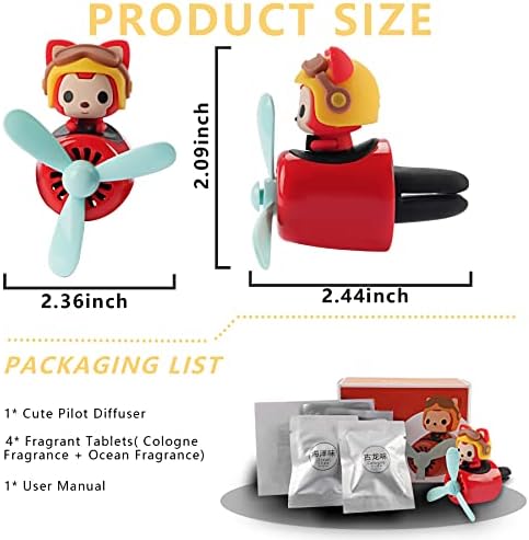 Car Air Fresheners Cute Cartoon Fox Pilot Car Diffuser Rotating Propeller Automotive Air Outlet Fan Creative Car Perfume Decoration Funny Car Interior Accessories - Image 5