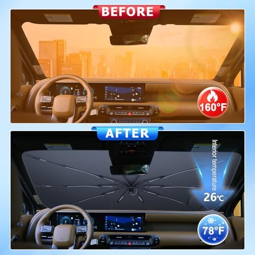 for Umbrella Sunshade for Car Windshield Hyundai Palisade 2020-2026 Custom Fit Windshield Sun Protector Cover 6-Layer Heat-Resistant Fabric, Ultra-Strong Fiberglass Frame (for 2020-2026 Palisade) - Image 2