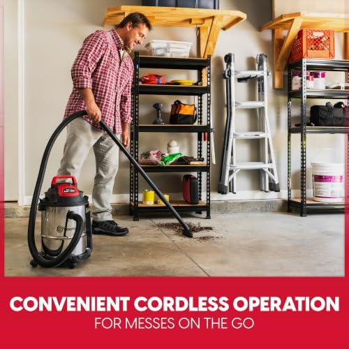 Vacmaster DVOM204S 1101 4-Gal 20V Cordless Stainless-Steel Wet/Dry Vac Red - Image 3