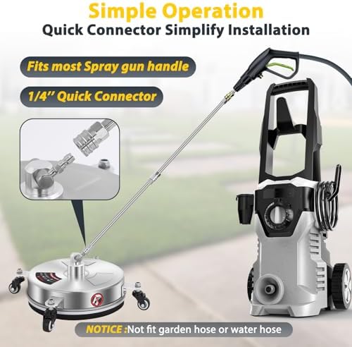 Dalmbox 14" Pressure Washer Surface Cleaner, 4 Wheels, 1/4" Quick-Connect - Image 2