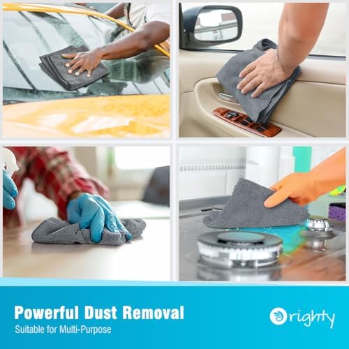 Orighty Microfiber Cleaning Cloth, Cleaning Rags, 12 Pack, 12x11 in, Grey - Image 4