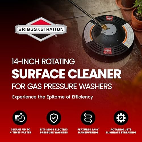 Briggs & Stratton 14 inch Rotating Surface Cleaner for Gas Pressure Washers with Quick Connect Wands and Dome Shape Cover, Black - Image 2