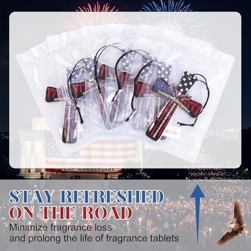 Fumete 24 Pcs America Flag Cross Car Air Fresheners Patriot Day Gift Bulk - Image 4