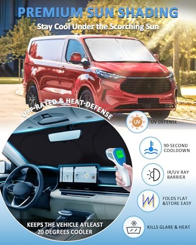Sunshade for 2015-2025 2026 Ford Transit Wagon XLT Windshield Sun Shade - Image 2