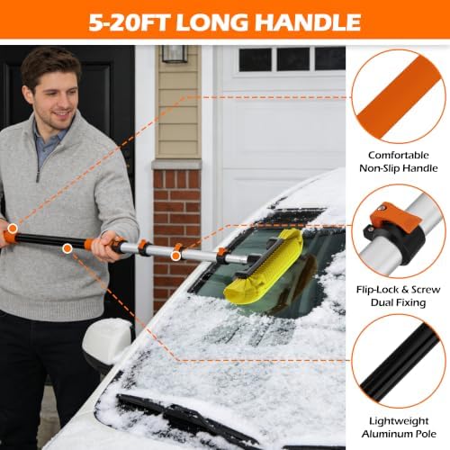 22FT Reach Car Wash Brush with Long Handle for RV, Truck Cleaning - Image 2