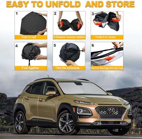 Foldable Front Windshield Sunshade fit for Hyundai Kona 2018-2023 - Image 6