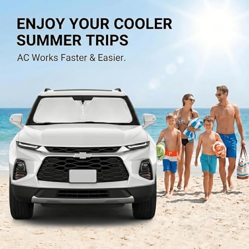 Windshield Sun Shade for Chevy Chevrolet Blazer 2024 2025 2026 Sunshade Front Window Shade Custom Fit Blazer Accessories Sun Visor Foldable Shade Blocks UV Rays Accessories - Image 4