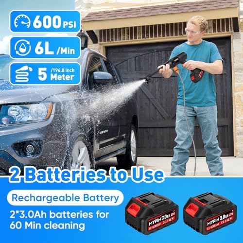 Portable Cordless 600PSI Pressure Washer, Handheld Cleaning Tool for Car - Image 3