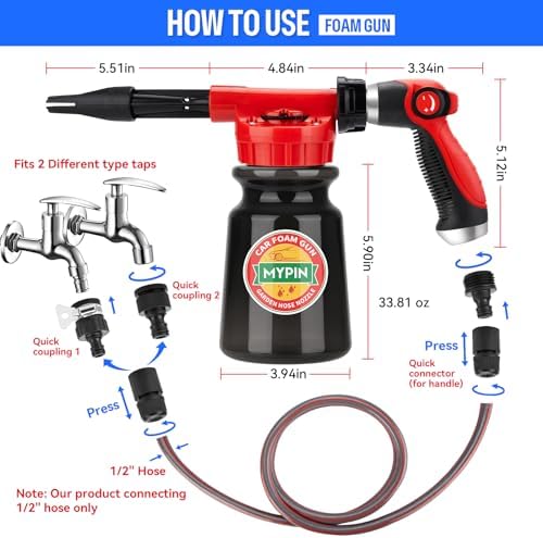 16 IN 1 Car Wash Foam Gun,Adjustable Hose Wash Sprayer for Car/Garden Clean - Image 3