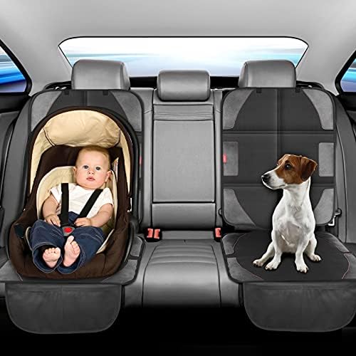 Car Seat Protector with Thickest Padding,Waterproof 600D with Storage Pockets,Non-Slip Pets Fabric Child Baby Cover Leather Reinforced Vehicle Seat 1 Pack (Black) - Image 7