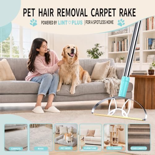 63‘’Ultra Long Heavy Duty Carpet Rake - Efficient Pet Hair Remover for Carpets, Rugs & Furniture, Deep Cleaning Carpet Scraper, Durable Home Use Tool by LINTPLUS - Image 6