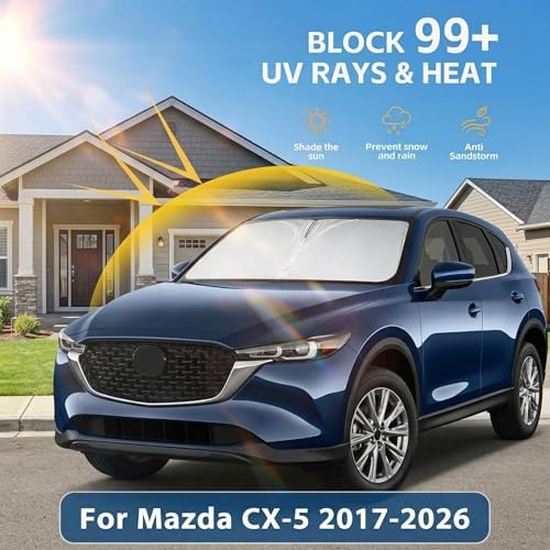 Windshield Sun Shade for Mazda CX5 CX-5 2017-2024 2025 2026 Front Window Shade Custom Fit CX5 Accessories Sport, Touring, Grand Touring,Crossover Sun Visor Foldable Shade Blocks UV Rays Accessories - Image 2