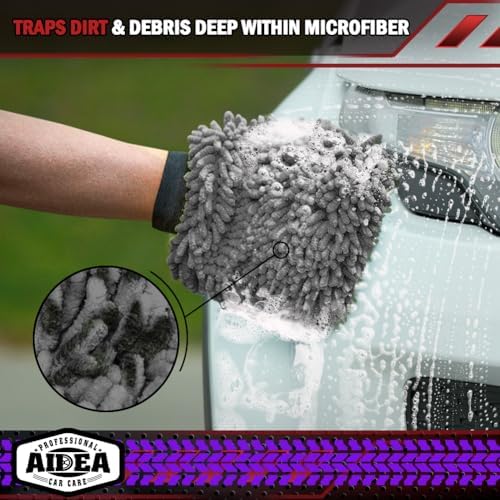 AIDEA Car Wash Mitt Microfiber, 1PK, Car Wash Brush, Grey, 7.12''X10.14'' - Image 5