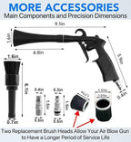 Car Cleaning Gun,High Pressure Air Blow Gun,Fast Interior Dryer Car Detailing Kit,Car Detailing Tools for Quickly Blowing Dust and Dirt Away Working with Compressed Air(2 MORE REPLACEMENT BRUSH HEADS) - Image 2