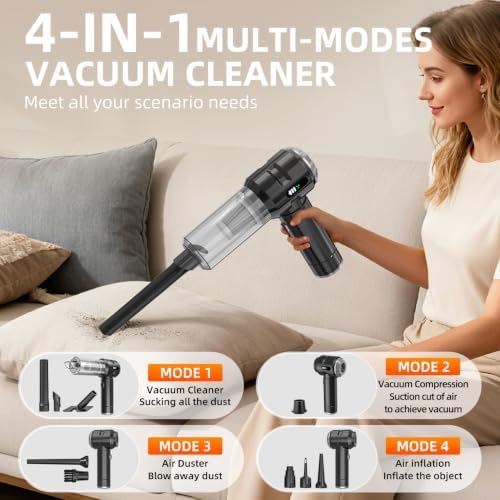 Handheld Vacuum Cleaner Cordless, 23000Pa Powerful Car Mini Vacuum Cleaner, Rechargeable Portable Lightweight dust Catcher for Home Car Carpet Stairs Pet Hair Deep Cleaning（Black-Silvery） - Image 4