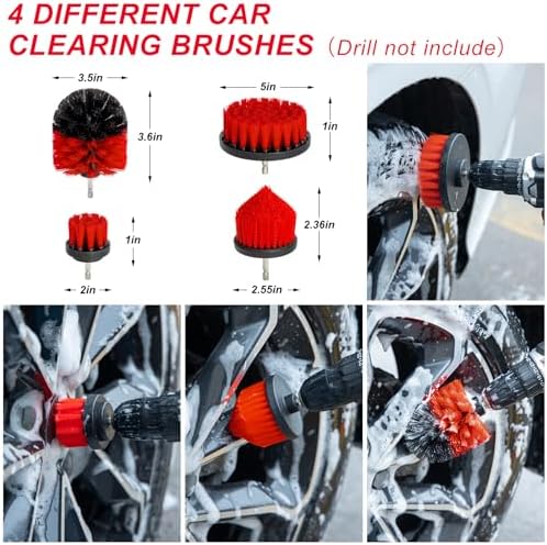 44Pcs Car Wash Cleaning Kit with Detailing Brushes Car Vacuum Drill Brush Set Collapsible Bucket Windshield Cleaning Tool Tire Brush Towels Complete Interior Exterior Detailing Set for Car - Image 3
