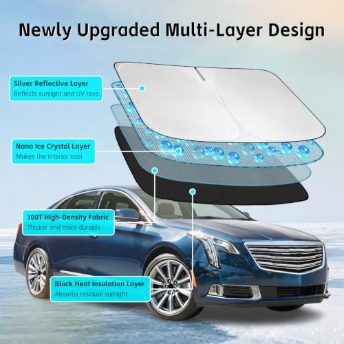 Windshield Sun Shade for Cadillac XTS 2013-2019 Sunshade - Image 3