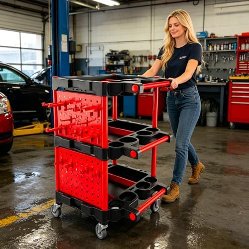 Auto Detailing Cart with Wheels, 3 Tier Rolling Detail Cart - Image 6