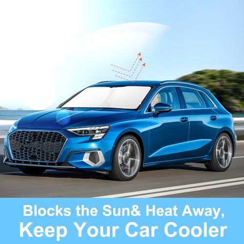 TINGLU Sun Shade for Audi A3 2014-2020 Accessories Windshield Sun Shade Window Shade UV Rays Protection Sun Visor Cover with Steering Wheel Sunshade Storage Bag - Image 5