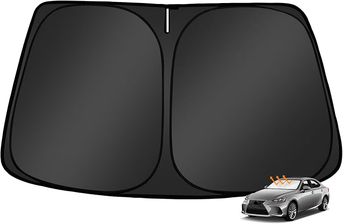 Windshield Sun Shade for Le-xus is 350 300 250 200t 500 2014-2026 | Sedan, Custom Fit, Foldable, Easy to Install & Store, Full Coverage, 210T Reflective Fabric, Blocks 99% of UV Rays by Mekdghro