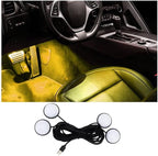 Car Interior LED Light, 4-in-1 USB Port Vehicle Under Dash Ambient Neon Lighting Decoration, Automotive Inside Foot Well Atmosphere Lamp, Universal Fit (Yellow) by BCOWPV