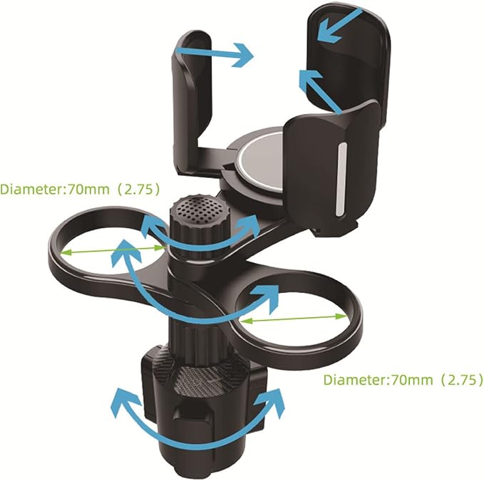 3 in 1 Car Cup Holder Expander with Adjustable Base, All Purpose Car Cup Holder and Organizer, Road Trip Essentials Car Accessories for Snack Bottles Cups Drinks (B03) - Image 4