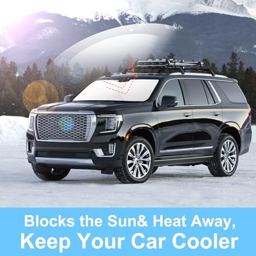TINGLU Sun Shade for GMC Yukon XL/Chevrolet Suburban 2021-2024 2025 Accessories Windshield Sun Shade Window Shade UV Rays Protection Sun Visor Cover with Steering Wheel Sunshade Storage Bag - Image 5