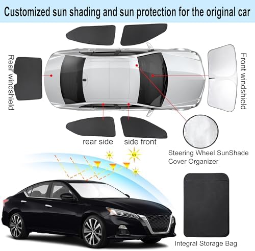 TINGLU 6PCS Window Shades for Nissan Altima 2019-2024 2025 Accessories Car Side Full Windows Cover Camping Rear Triangular Windshield Sun Shade Sun UV Rays Privacy Protection - Image 3