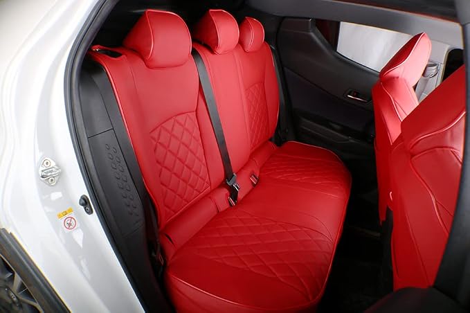 EKR Seat Covers for Honda Accord 2023 2024 2025 2026 EX,SE &2023-2026 (Hybrid) Sport,EX-L,Sport-L,Touring,(Rear Row W/40/60 Split Backrest),Leather Seat Covers for Trucks Full Set (Red) - Image 6