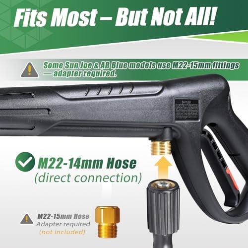 Pressure Washer Gun Wand & 3-in-1 Adjustable Nozzle, M22-14mm - Image 5