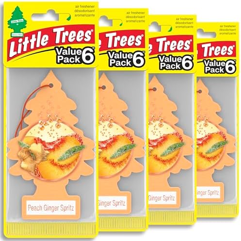 LITTLE TREES Car Air Freshener | Hanging Tree Provides Long Lasting Scent for Auto and Home | 24 Air Fresheners |Peach Ginger Spritz by LITTLETREES