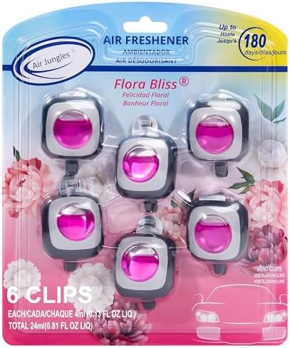 Air Jungles Flora Bliss Scent Car Air Freshener Vent Clip 6 Ct Long Lasting by AirJungles