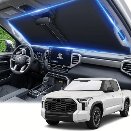 for Toyota Tundra Windshield Sun Shade 2022-2026, Custom Fit for Limited SR5 Platinum TRD Pro, Foldable UV Blocking Front Window Visor, Summer Car Accessory by AuyNeas