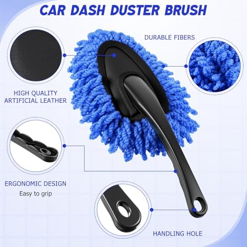 16 Pcs Windshield Cleaner Tool, Car Cleaning Kit with Various Detailing Brushes Set Spray Bottle Cleaner Towel Cleaning Gel Accessories Car Interior Detailing Kit for Windows Vents(Blue) - Image 4