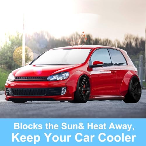 TINGLU Sun Shade for Volkswagen VW Golf/Rabbit/GTI/R32 MK6 5K 2009-2014 Accessories Windshield Sun Shade Window Shade UV Rays Protection Sun Visor Cover with Steering Wheel Sunshade Storage Bag - Image 5