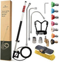 Hourleey 24 FT Telescoping Pressure Washer Wand, Power Washer Extension Wand with Brush Head, Gutter Cleaner, 3 Curve Wands, Adjustable Support Belt, Pivoting Coupler, 7 Spray Nozzles, 4000 PSI by Hourleey