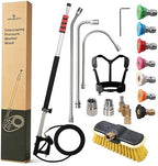Hourleey 24 FT Telescoping Pressure Washer Wand, Power Washer Extension Wand with Brush Head, Gutter Cleaner, 3 Curve Wands, Adjustable Support Belt, Pivoting Coupler, 7 Spray Nozzles, 4000 PSI by Hourleey