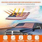 Bestview American Flag Windshield Sunshade for 2010-2025 Dodge Ram 2500 3500,Custom Fit Foldable Front Window Sunshade Sun Visor Accessories Protector Block UV Rays Heat, Keep Your Car Cooler - Image 3