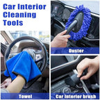 Windshield Cleaner Tool, 17Pcs Car Interior Detailing Kit, Detailing Brush, Towels, Duster, Car Cleaning Kit Interior for RVs, Truck, Trailer (Blue) - Image 6