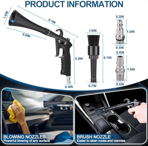 Car Cleaning Gun Detailing Interior Dryer Air Blow Gun, High Pressure Blower Gun, Car Detailing Kit Interior Cleaner, Car Detailing Tools for Car Quickly Blasts Dirt and Dust Works with Air - Image 4