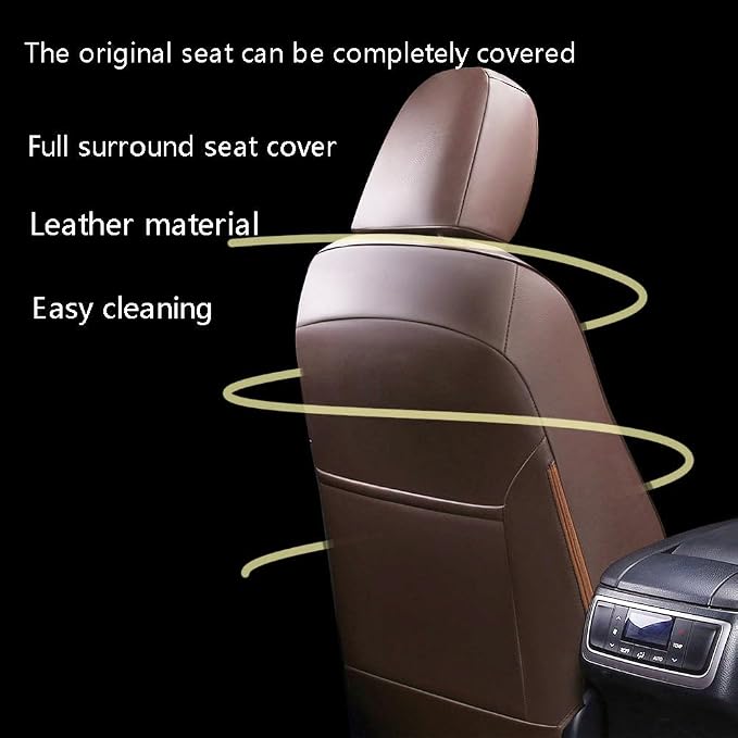 CocheFamilia Custom Fit RAV4 Car Seat Covers for Select Toyota RAV4 2019 2020 2021 2022 2023 2024 2025 LE,XLE,XLE Premium,Limited - Full Set,Leather(Coffee - Image 4