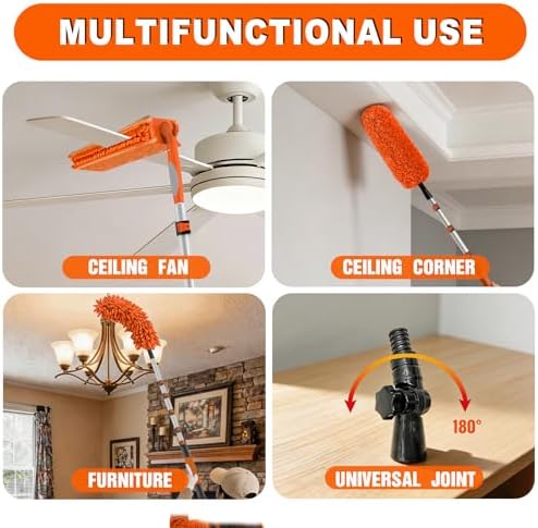 SISIUPASSIE 30FT Reach Ceiling Fan Cleaner Duster, Ceiling Fan Blade Cleaner with Extension Pole, Washable & Replaceable Microfiber Feather Duster Kits - Image 3