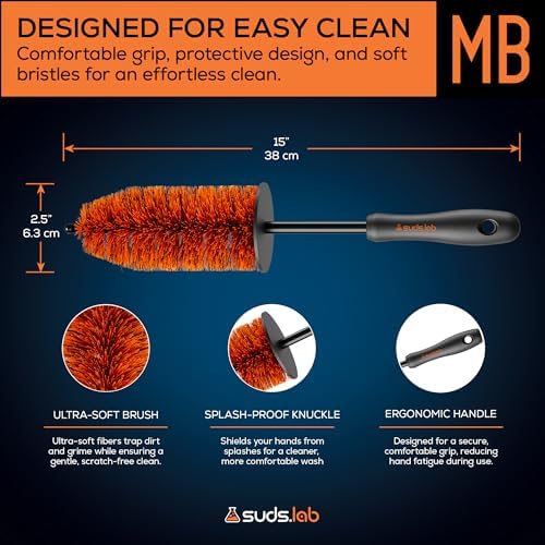 Suds Lab Mini Wheel Cleaning Brush, Multipurpose Rim Brush, Dense Bristles - Image 3