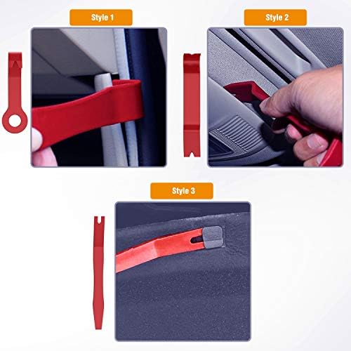 GOOACC 8PCS Auto Trim Scratch Removal Tool Car Audio Dash Panel Window Molding Fastener Remover Tool Kit-Red - Image 7